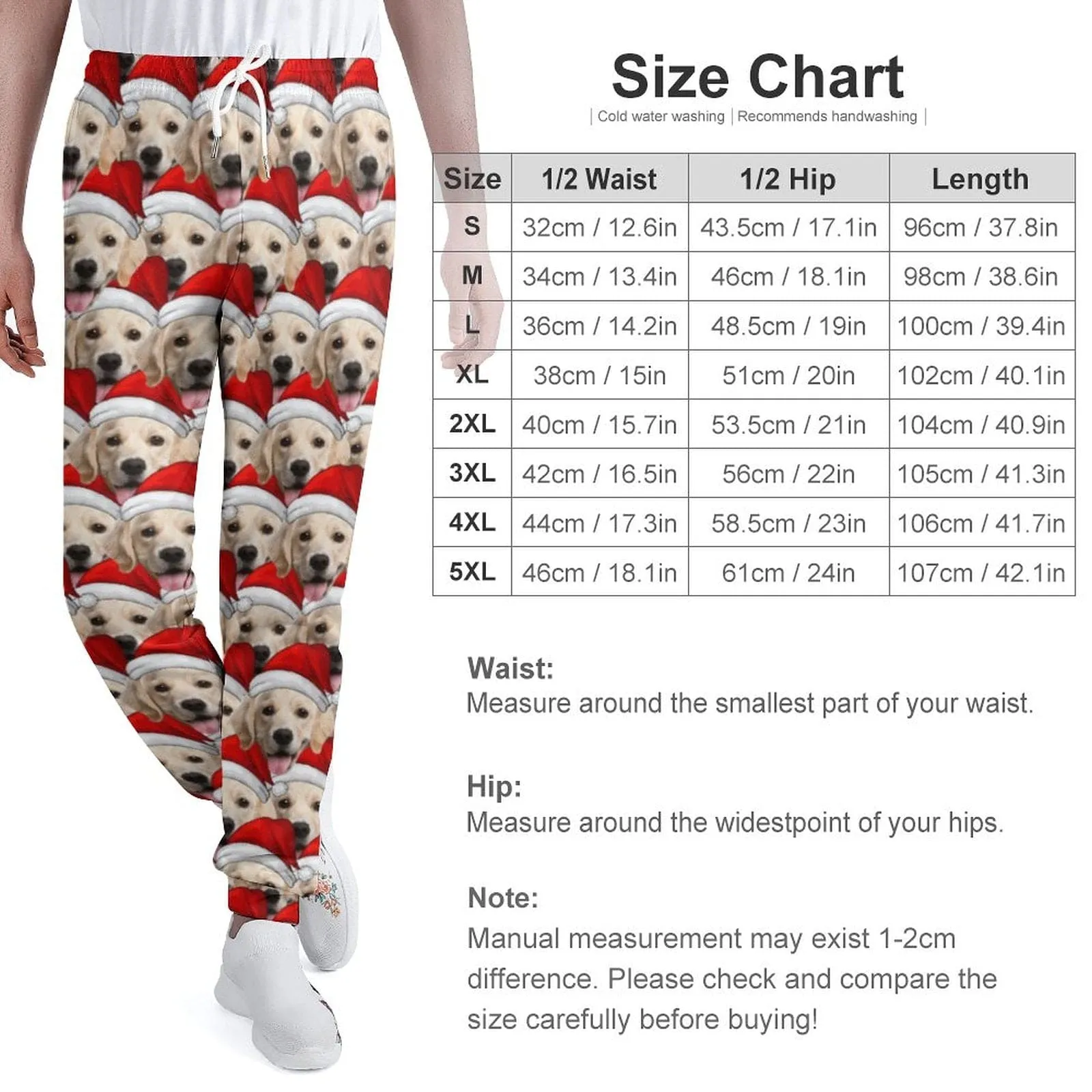 Custom Seamless Face Christmas Hat Sweatpants Unisex Personalized Closed Bottom Casual Joggers