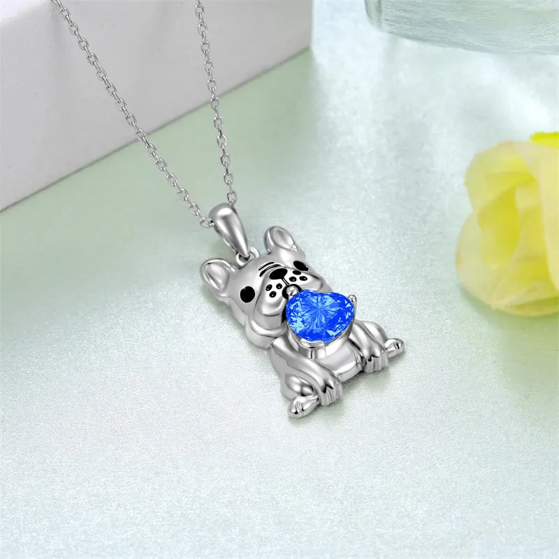 Dog Necklace for Women 925 Sterling Silver French Bulldog Necklace Pug Frenchie Gifts for Daughter Granddaughter Girls Women