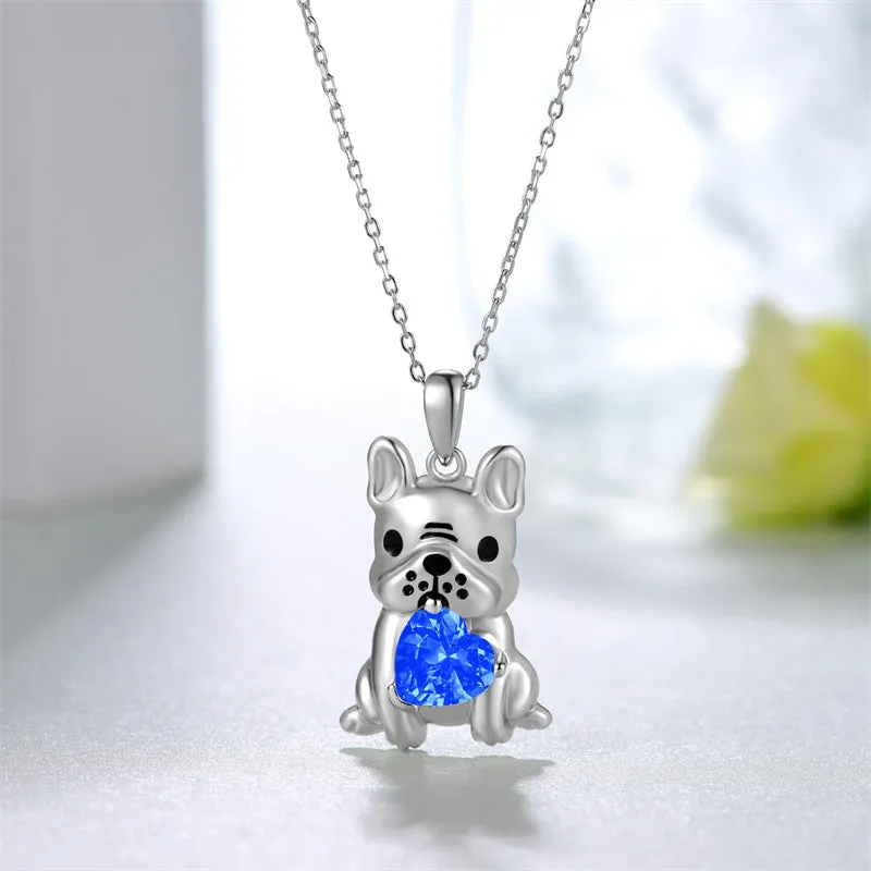 Dog Necklace for Women 925 Sterling Silver French Bulldog Necklace Pug Frenchie Gifts for Daughter Granddaughter Girls Women