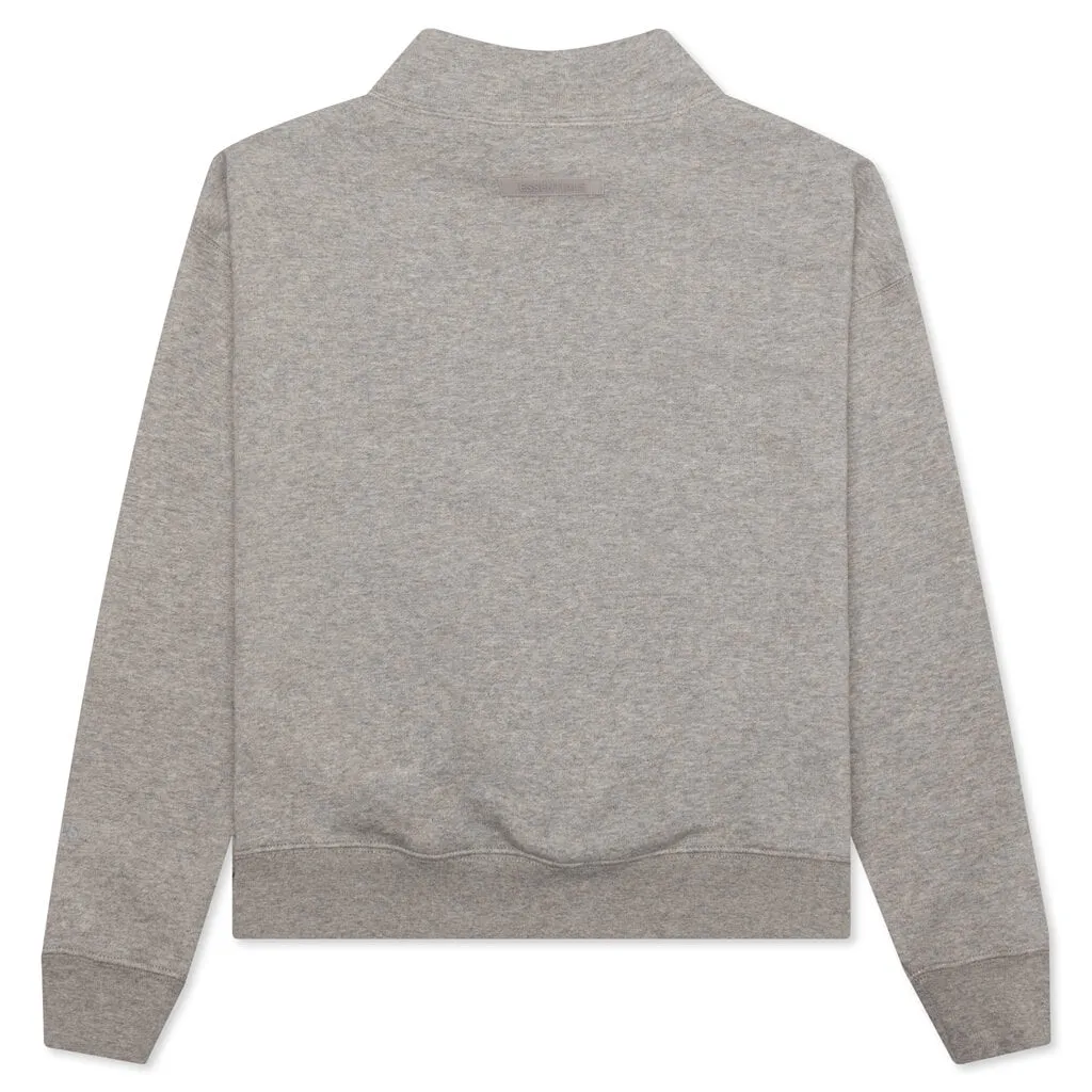 Essentials Kid's Pullover Mockneck - Dark Heather Oatmeal