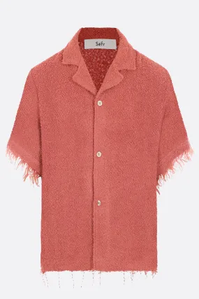 Fausto bouclé knit bowling shirt