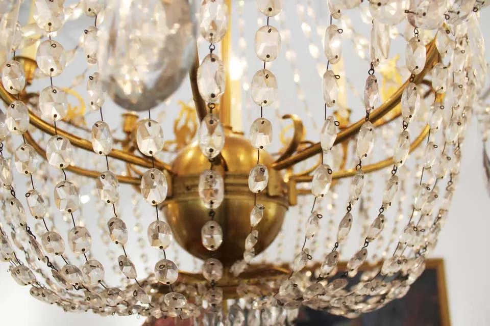 French Empire Gilt Bronze & Crystal Chandelier