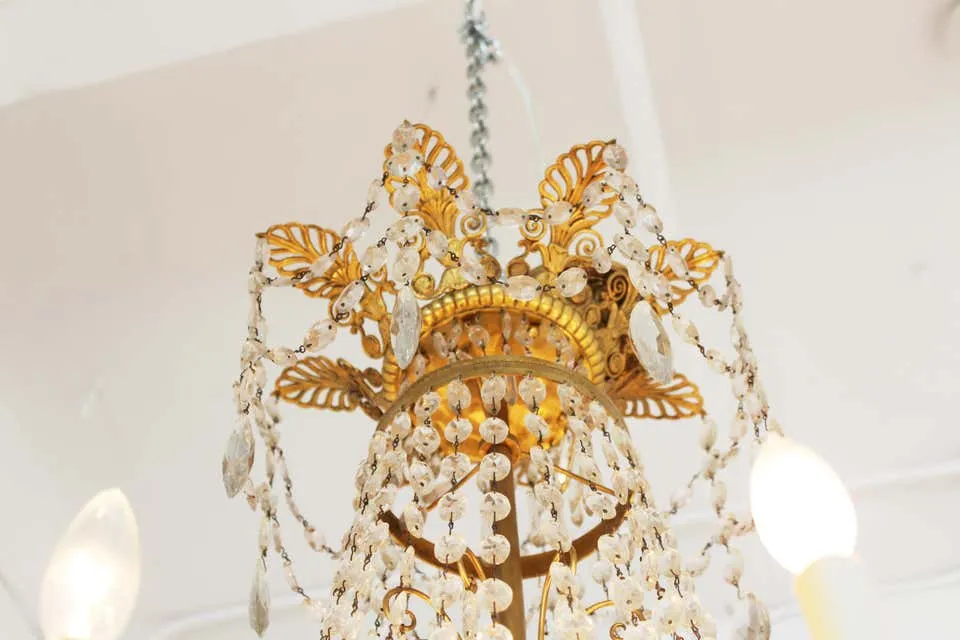 French Empire Gilt Bronze & Crystal Chandelier