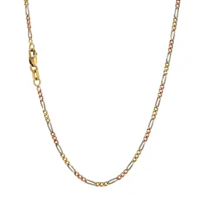 Gold 14k tricolor solid figaro chain