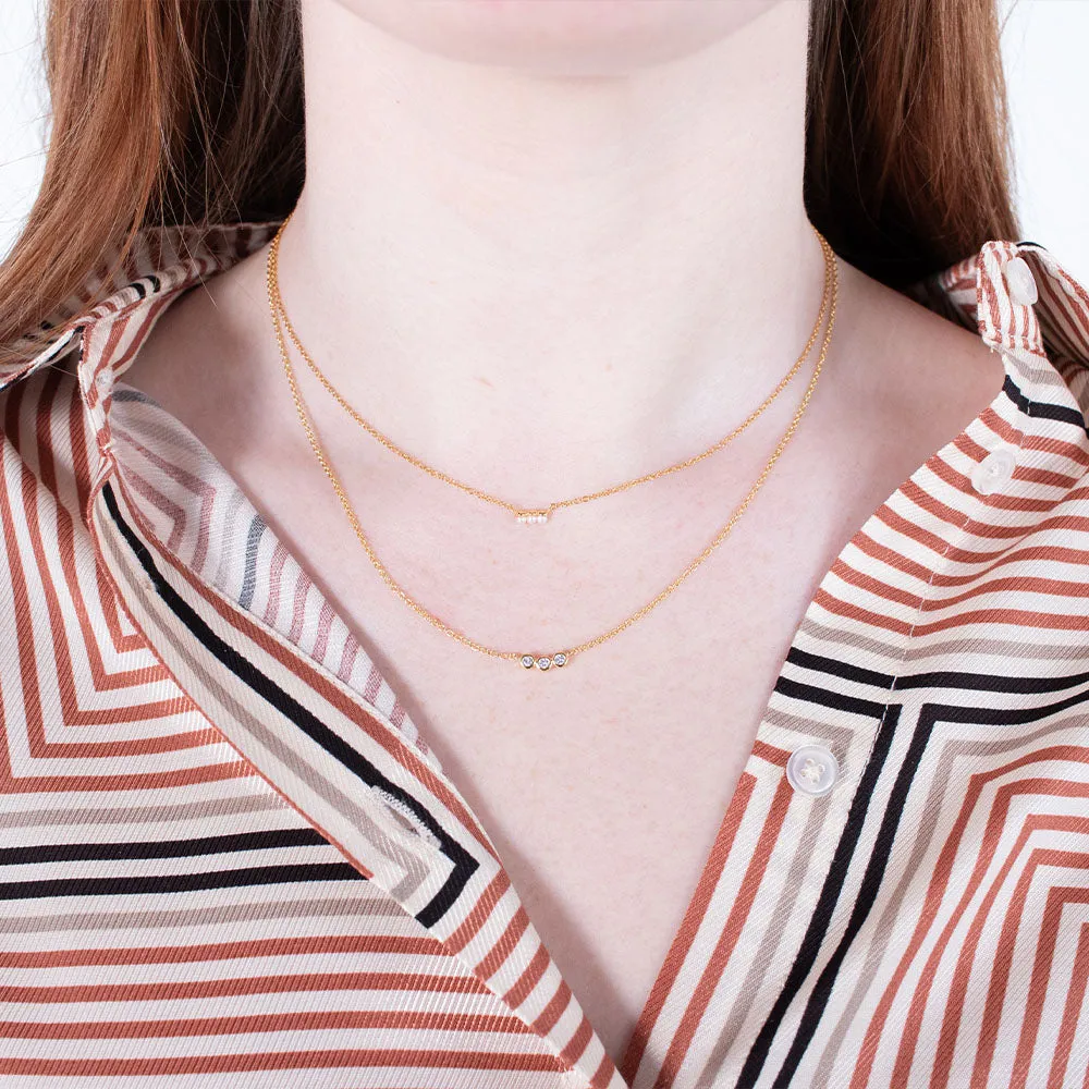 Gold Vermeil Tri Crystal Necklace