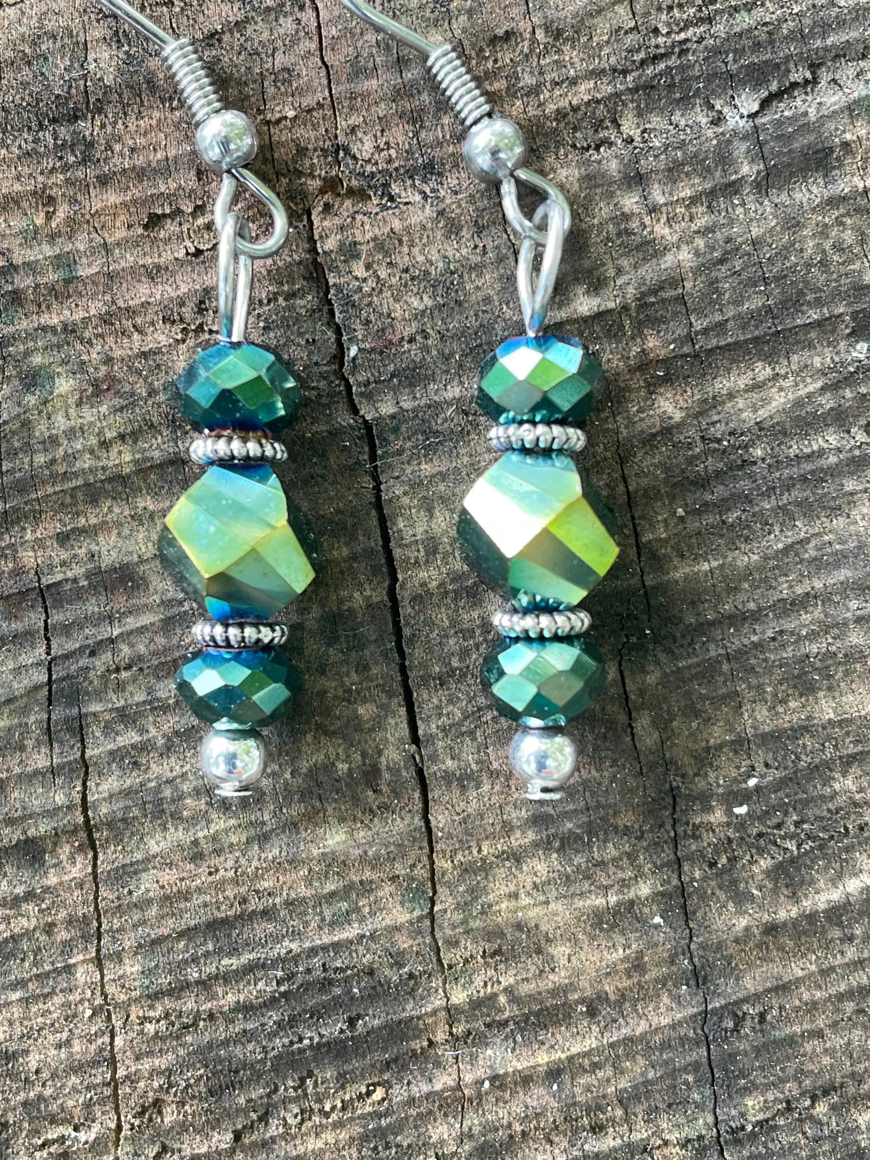 Green Metallic Earrings