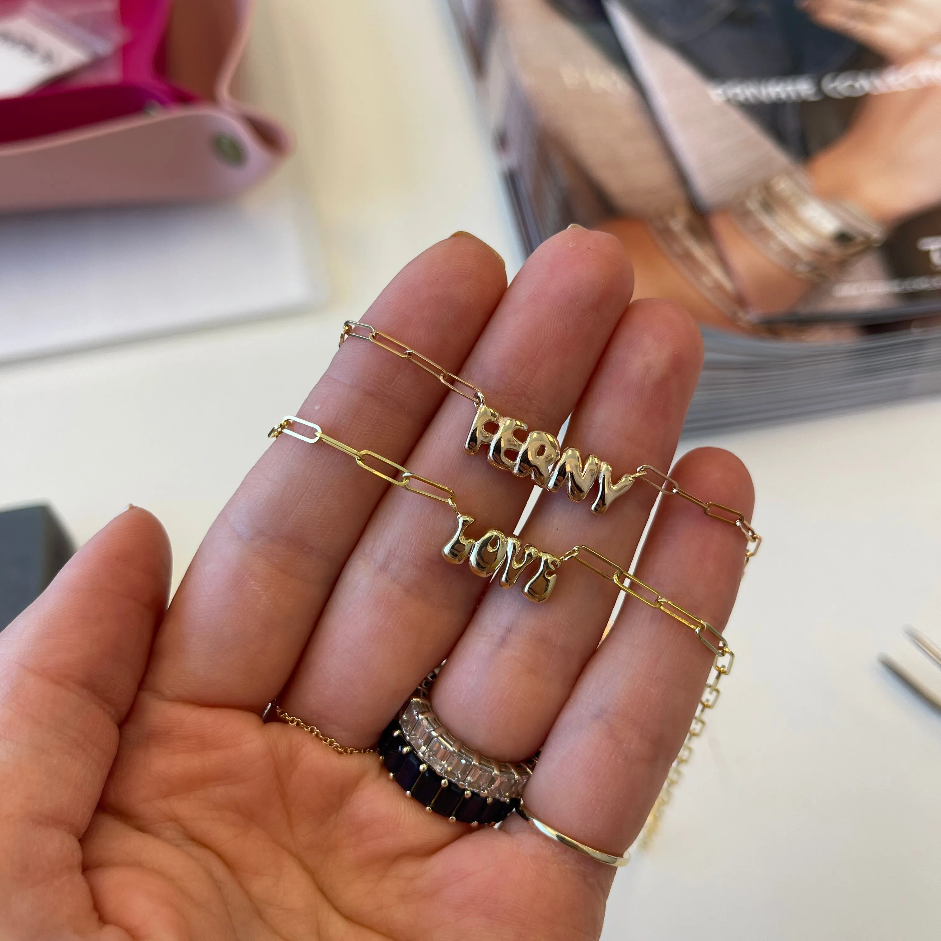 Helium Solid Name on Paperclip Necklace