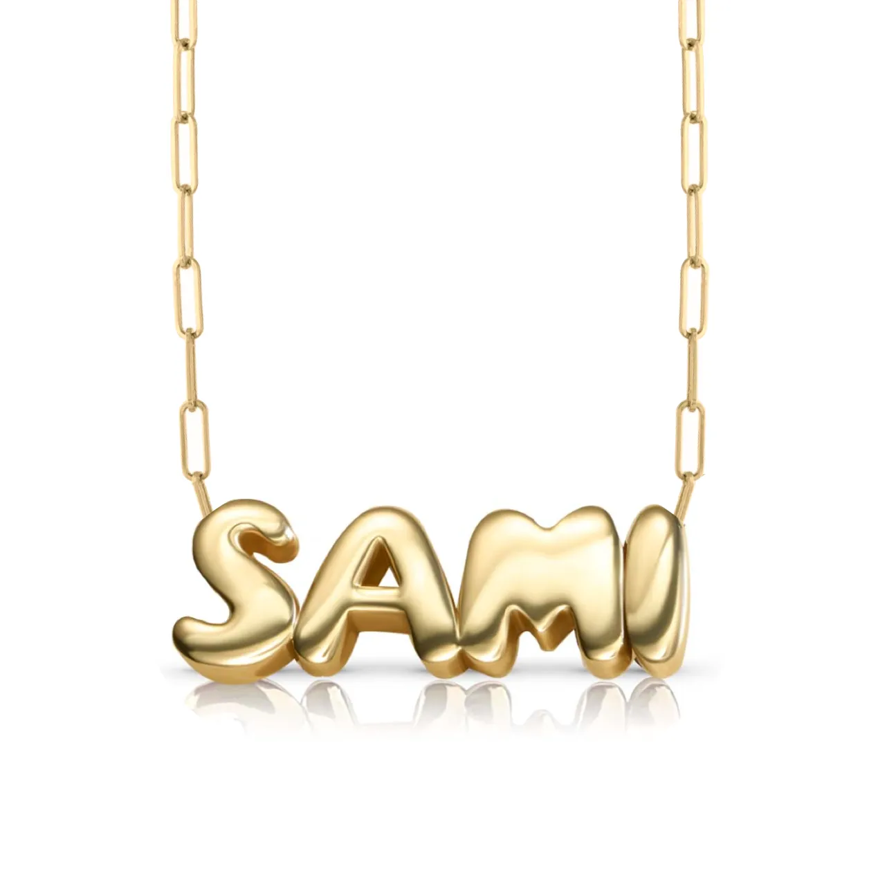 Helium Solid Name on Paperclip Necklace