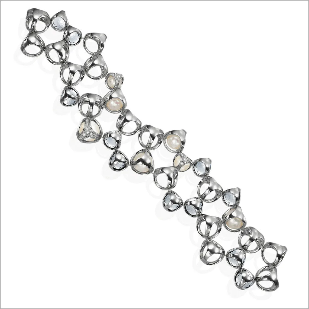 Icona Rock Crystal, Pearl & Diamond Bracelet in Sterling Silver