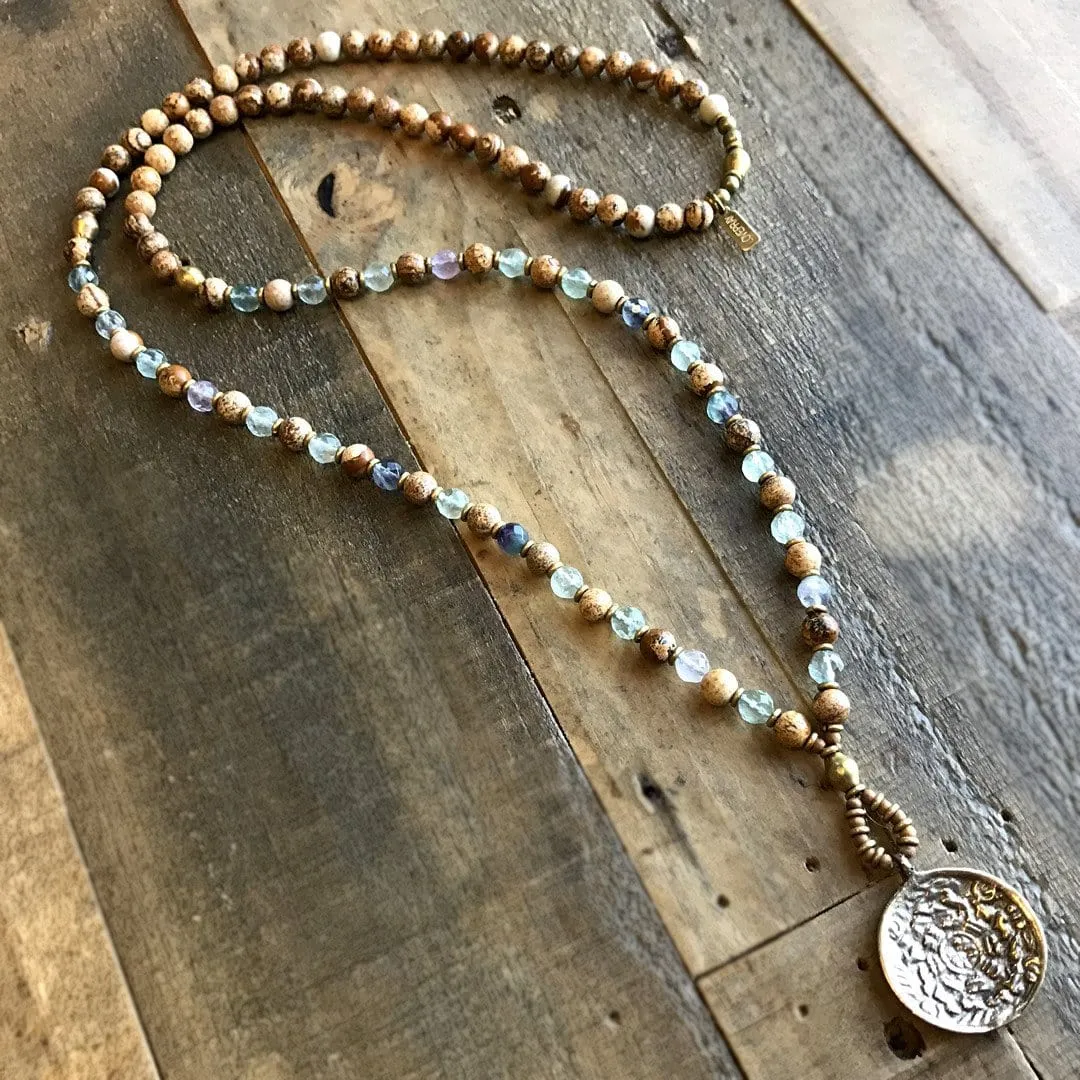 Jasper and Fluorite 'Protection and Cleansing' Mala Necklace