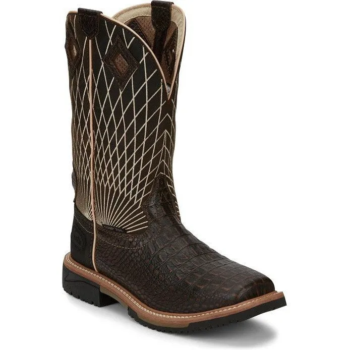 Justin Men's Derrickman 12 CT Western Work Boot -Brown- SE4833