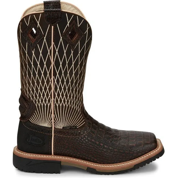 Justin Men's Derrickman 12 CT Western Work Boot -Brown- SE4833