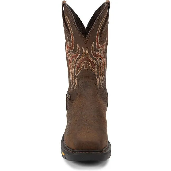 Justin Men's Driscoll 11 Steel Toe Metguard Western Work Boot -Brown- WK2112