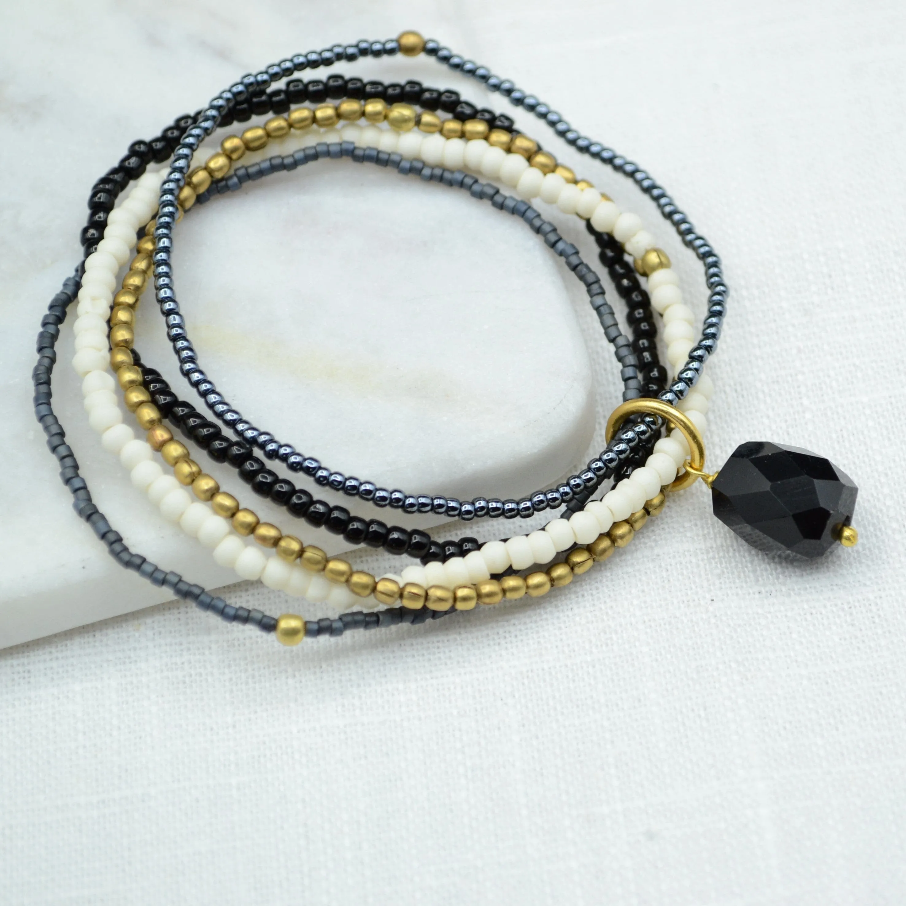 Karuna Black Onyx Beaded Bracelet