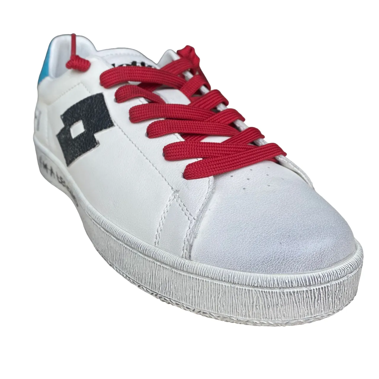 Lotto shoe men's sneakers in leather Autograph Legend 219568 AJW white-black-blue