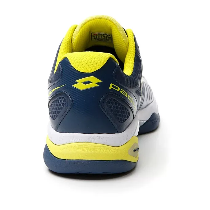 Lotto Superrapida 200 III men's padel shoe 217299 9FS all white-acid yellow-dark denim 