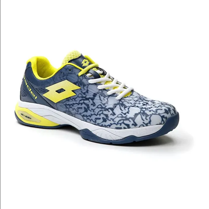 Lotto Superrapida 200 III men's padel shoe 217299 9FS all white-acid yellow-dark denim 