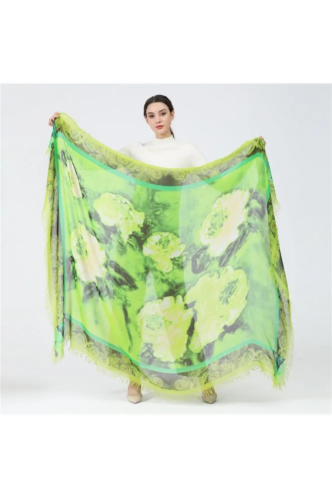 Love's Pure Light "Green Oh that Refreshing Green" Silk Shawl - Style D-351