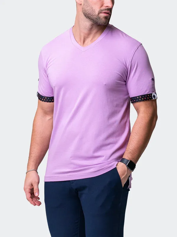 Maceoo Stretch Short-Sleeve Tshirts | V-Neck Vivaldisolidpeace Purple