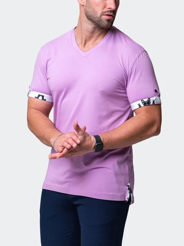 Maceoo Stretch Short-Sleeve Tshirts | V-Neck Vivaldisolidpeace Purple