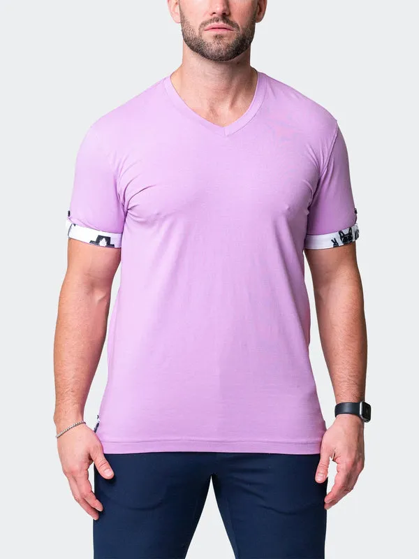 Maceoo Stretch Short-Sleeve Tshirts | V-Neck Vivaldisolidpeace Purple