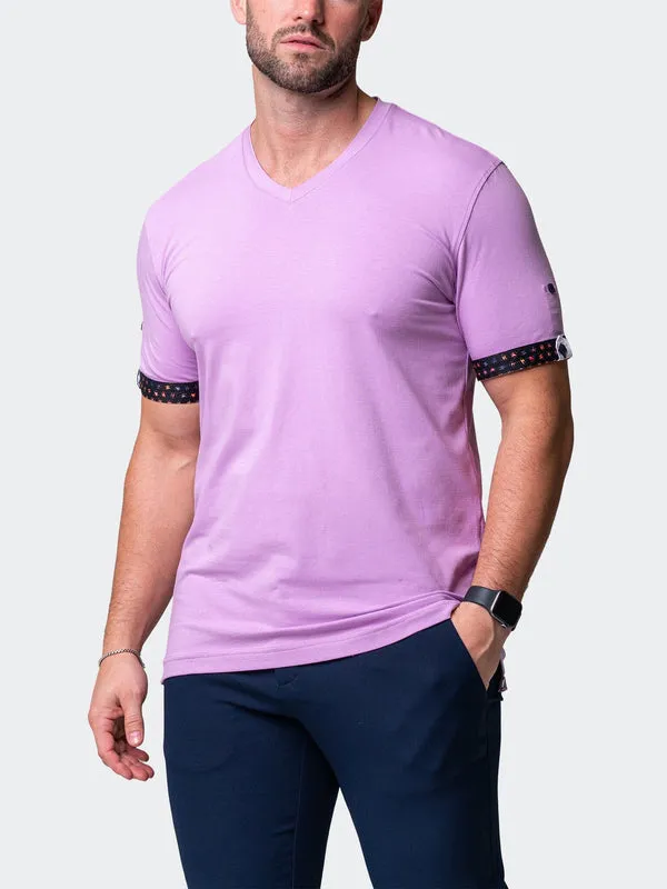 Maceoo Stretch Short-Sleeve Tshirts | V-Neck Vivaldisolidpeace Purple