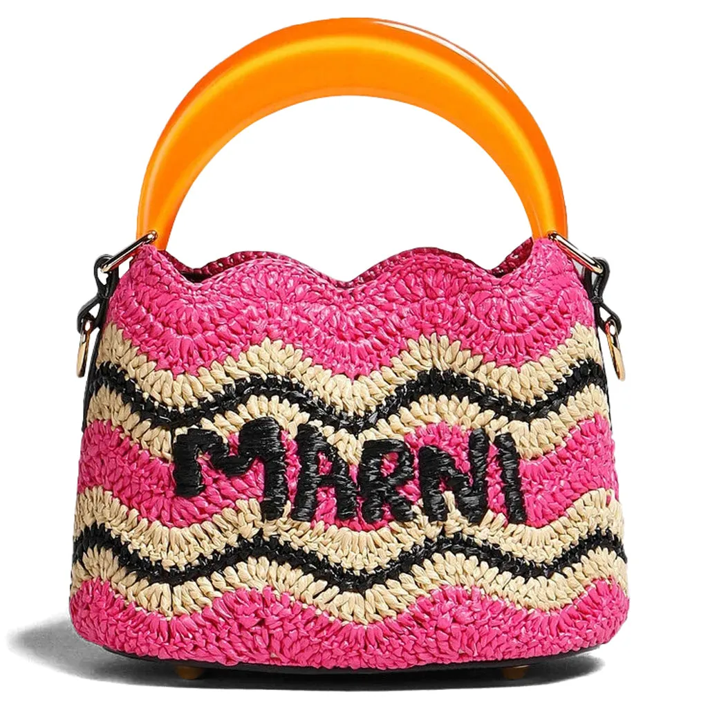 Marni x No Vacancy Inn Venice Mini Bucket Bag - Fuchsia/Natural