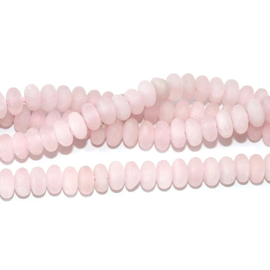 MATTE Rose Quartz 8mm Large Hole Rondelle 8-Inch