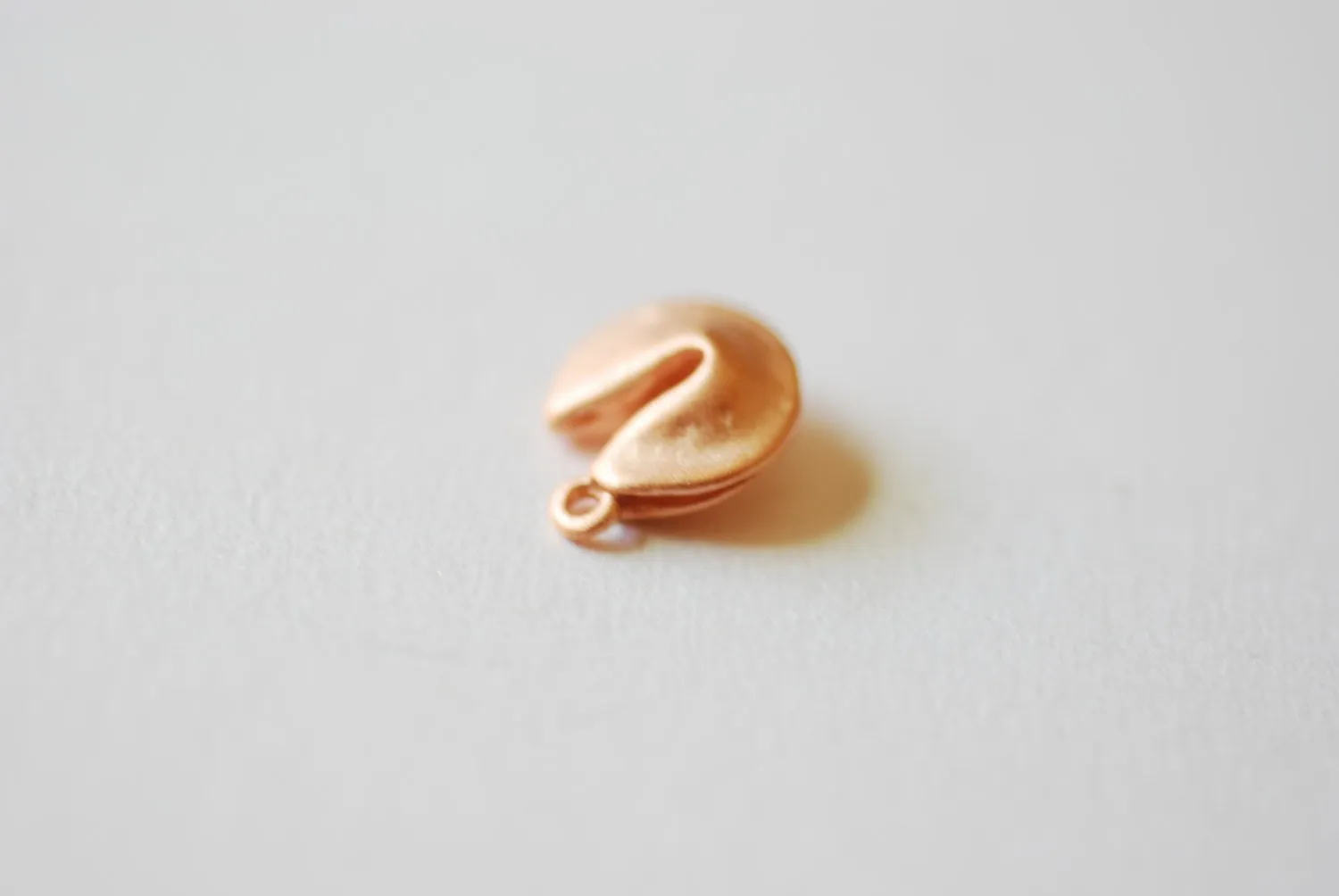 Matte Vermeil Rose Gold Fortune Cookie Charm -18k gold plated over Sterling Silver, Rose gold Cookie Charm Pendant, Cookie Charm, 96