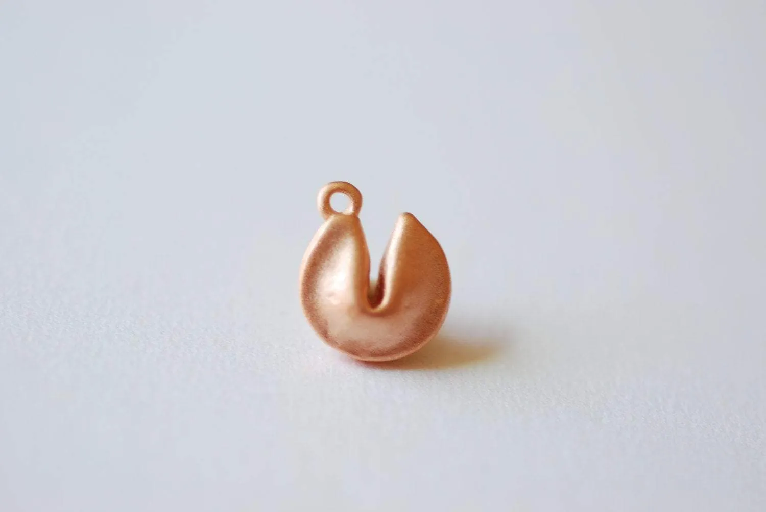 Matte Vermeil Rose Gold Fortune Cookie Charm -18k gold plated over Sterling Silver, Rose gold Cookie Charm Pendant, Cookie Charm, 96