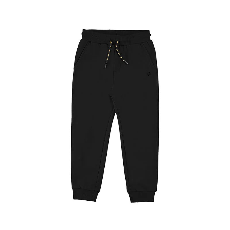 Mayoral Mini Boys Cuffed Fleece Black Sweatpants 725-17