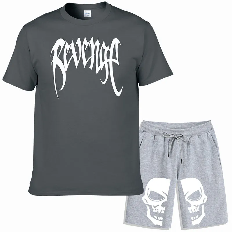 Men Sportswear Skull Print 2 Piece