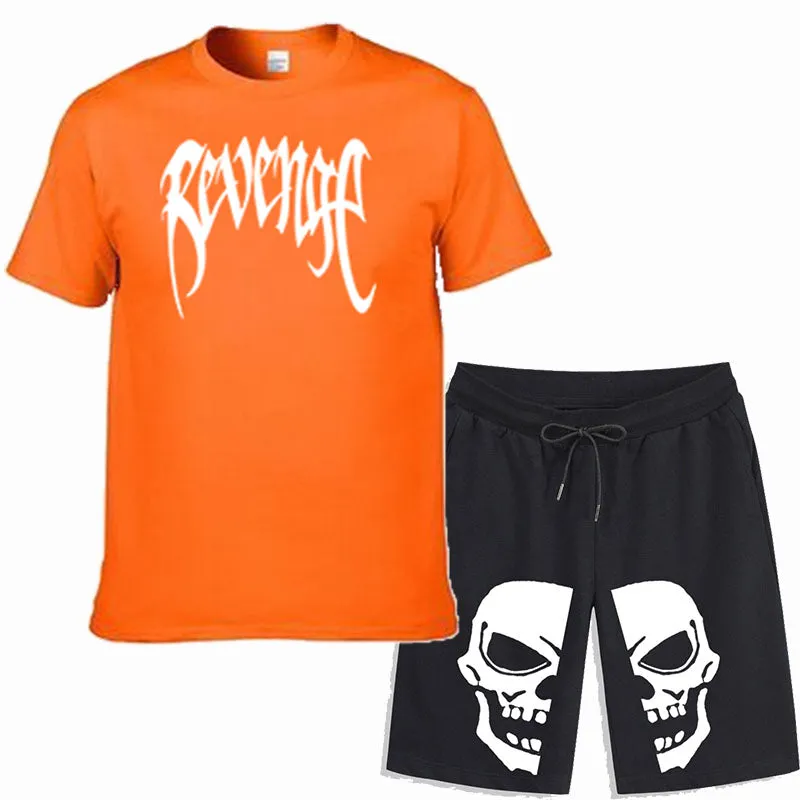 Men Sportswear Skull Print 2 Piece