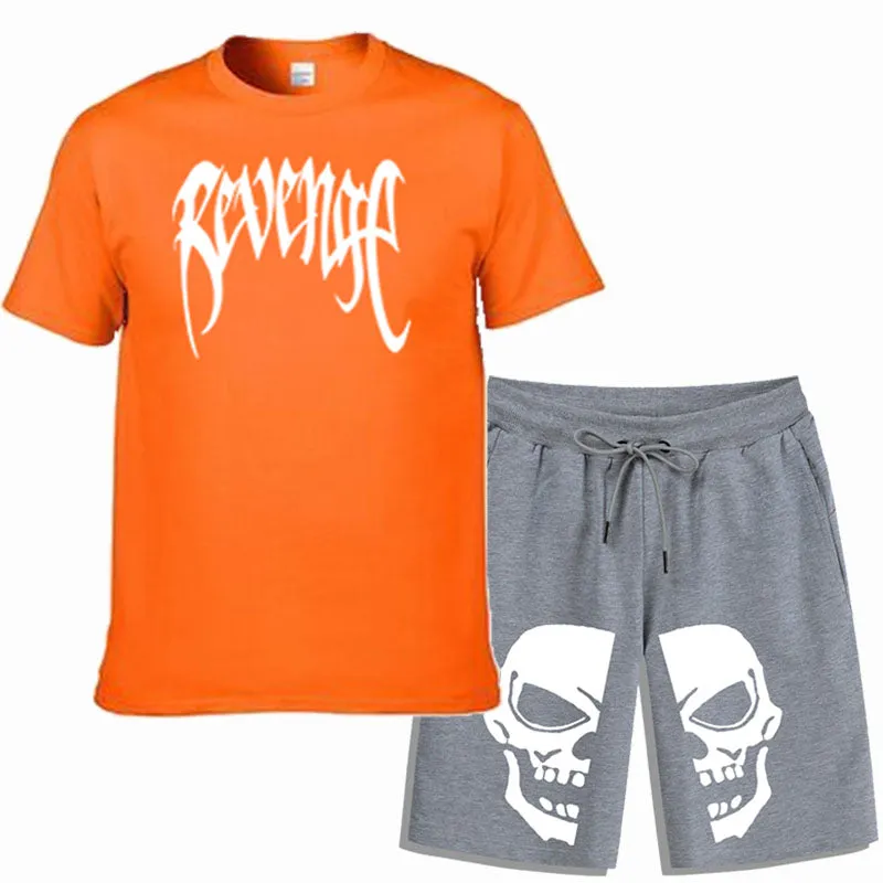 Men Sportswear Skull Print 2 Piece