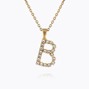 Mini Letter Necklace B / Crystal