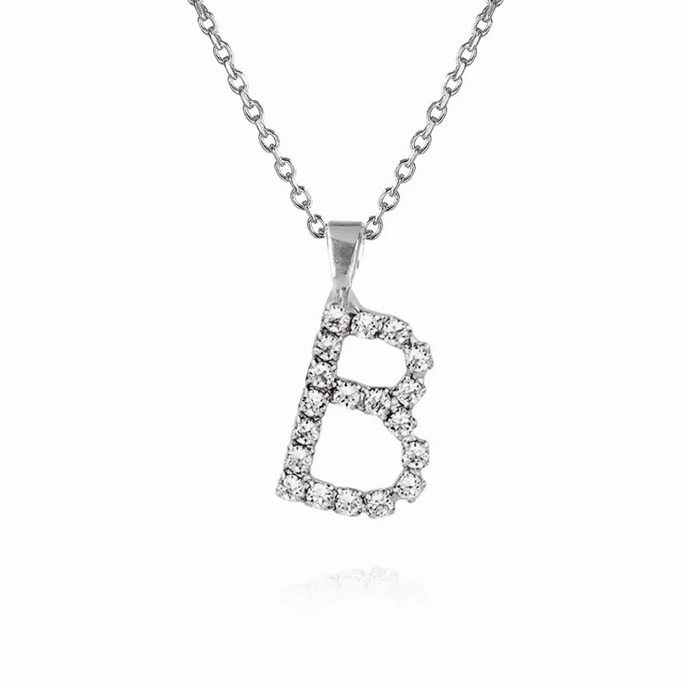 Mini Letter Necklace B / Crystal