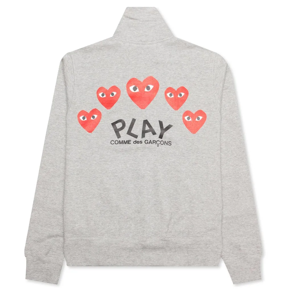 Multi Heart Zip Sweatshirt - Grey