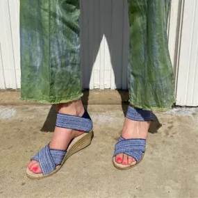 Navy/White Wedge Sandals