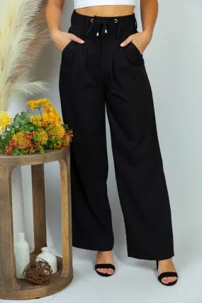 #P889 High Waisted Solid Woven Pant