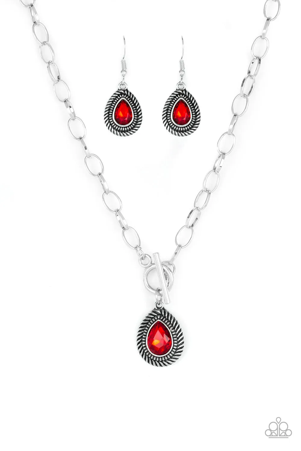 Paparazzi Necklace ~ Sheen Queen - Red Toggle Necklace