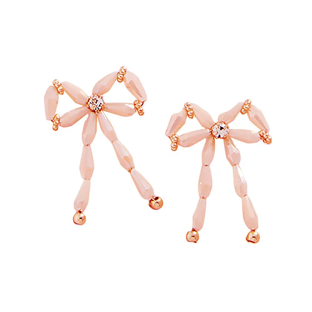 Pearl Beads Bow Earrings