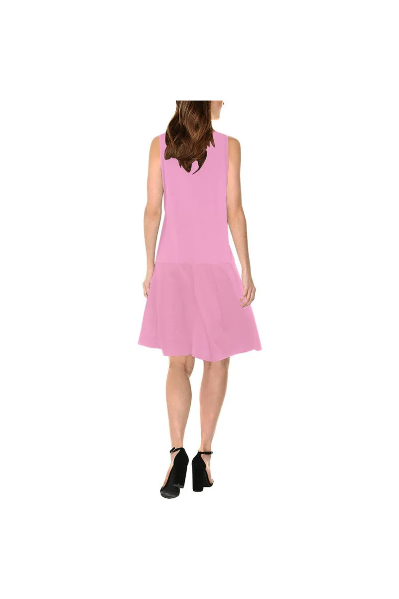 pink solid Sleeveless Splicing Shift Dress