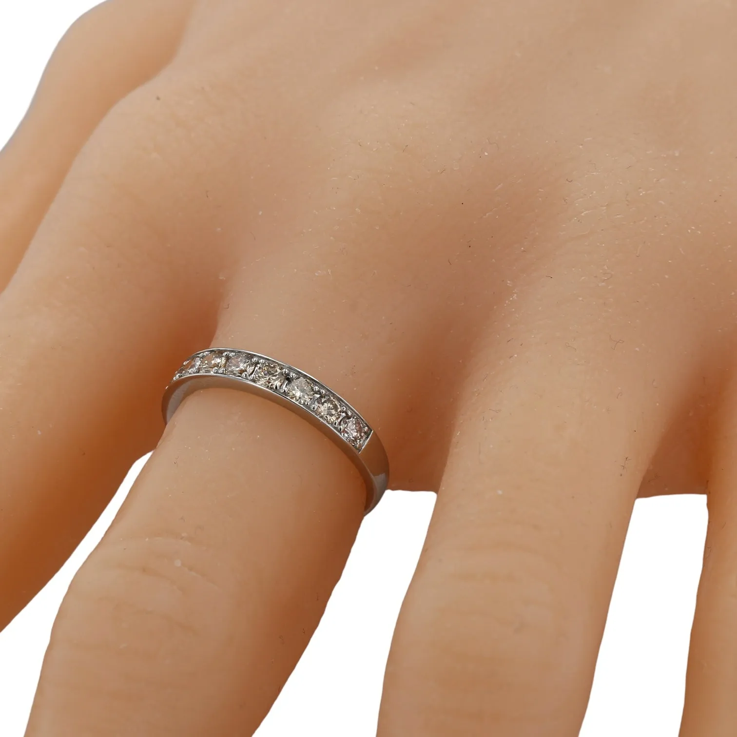 Platinum solid 1CT diamond wedding band-16066955