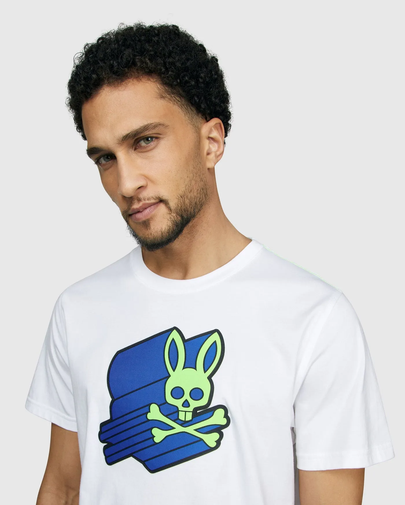 Psycho Bunny Mens Asher Logo Tee in White