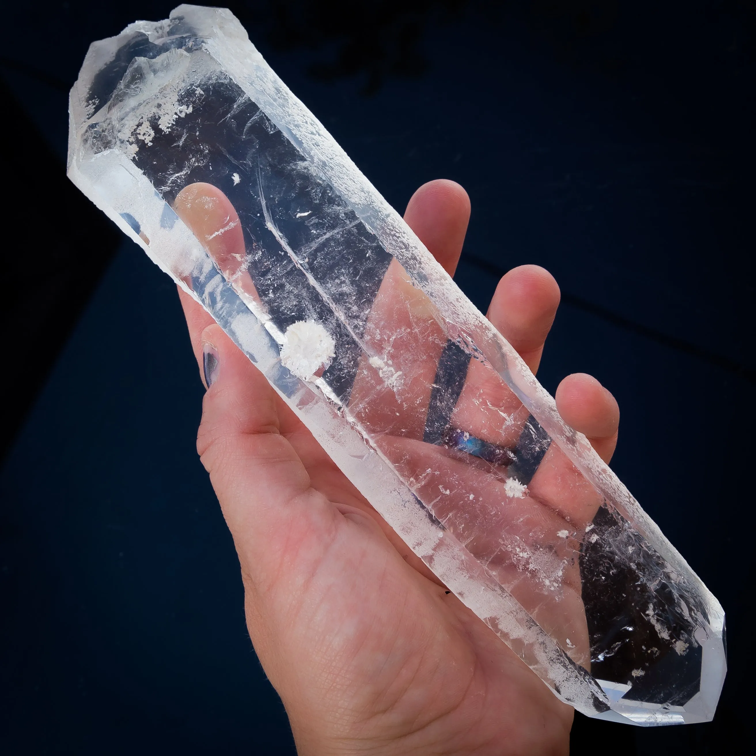 Quartz - Lemurian Laser Wand, Double Terminated, Self Healed, Slightly Polished - A Grade