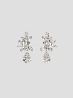 Raelynn Crystal Silver Plated Gem Cut Swarovski Cluster Stud Earrings