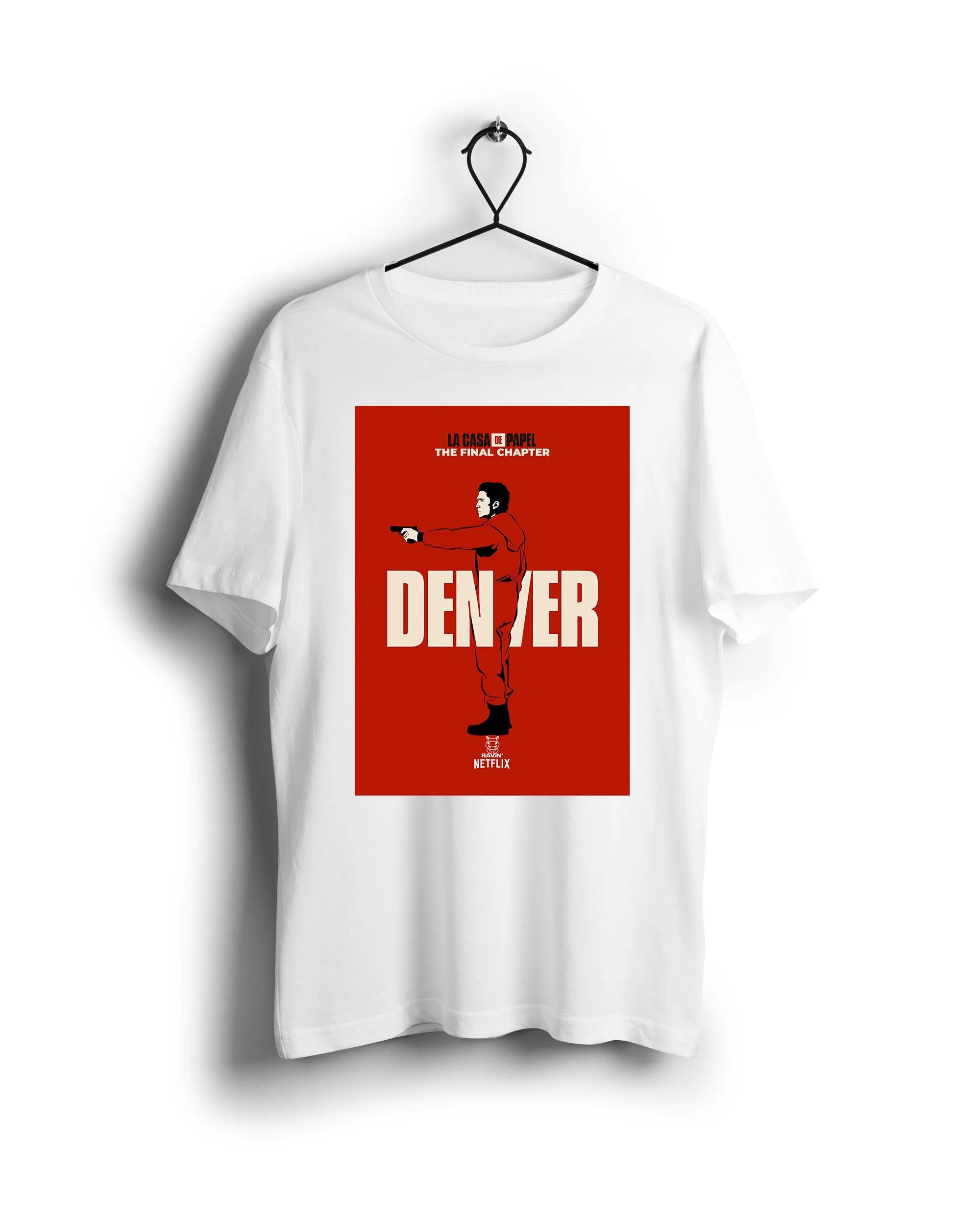 Red Denver La Casa De Papel X Ravin X Hippo - Digital Graphics Basic T-shirt White