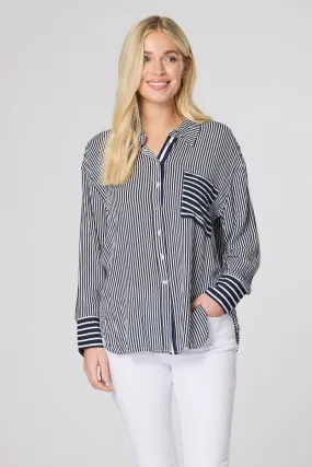 Saloos Wide Cuffs Stripy Shirt