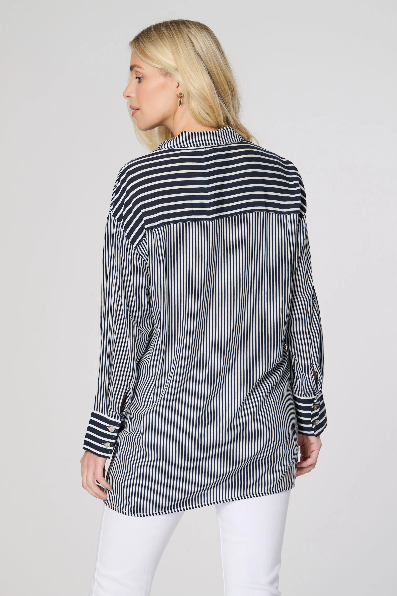 Saloos Wide Cuffs Stripy Shirt