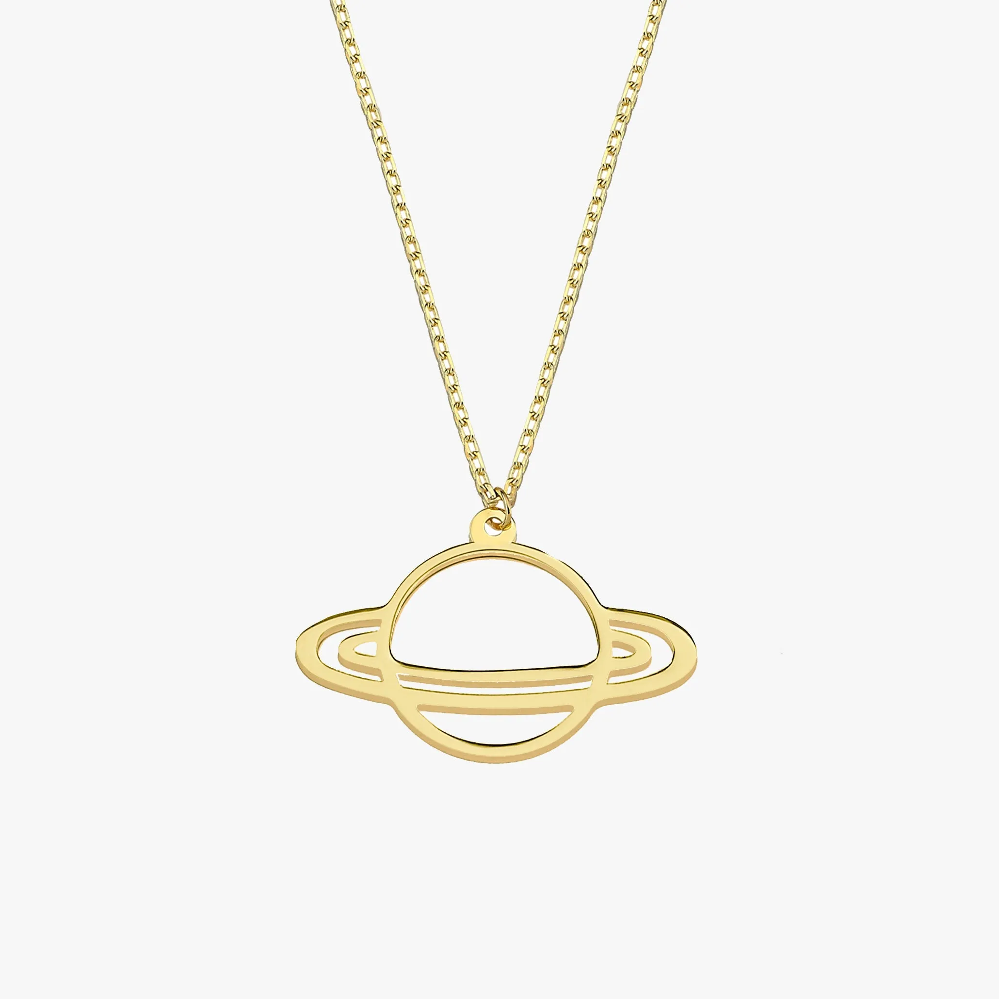 Saturn Necklace| 14K Solid Gold